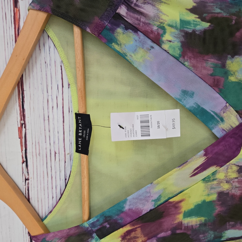 NWT Lane Bryant Mesh Flutter-speeve V-neck Top Size 18/20 - Picture 8 of 15